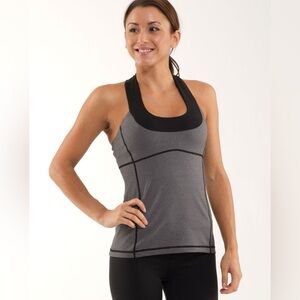 Lululemon Athletica Black & Gray Racerback Tank Top Size 6